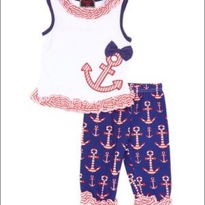 NWT Royal Gem Red Blue Anchor Tank Pants Size: 7